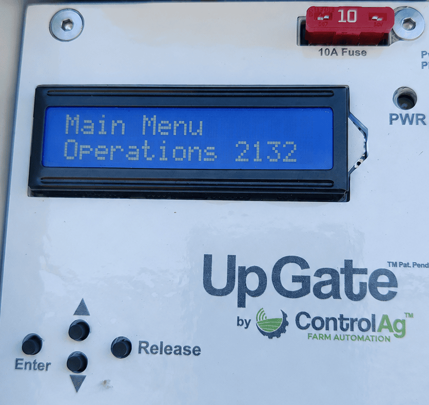 UpGate control unit mounted on a post